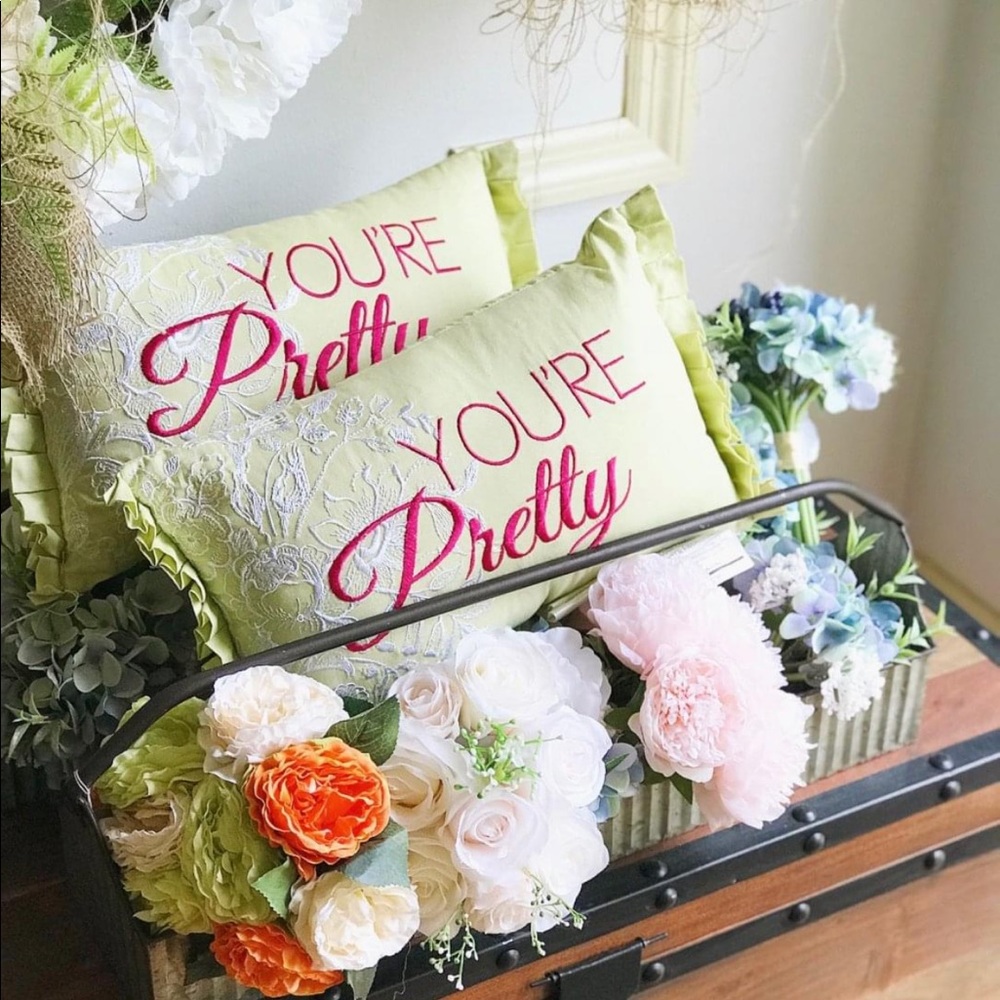 Embroidered Bed Pillow you’re pretty
